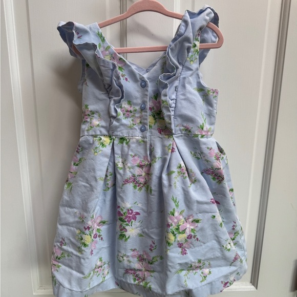 Janie and Jack Toddler Size 4 Floral Blue Short Sleeve Ruffle Dress - Picture 4 of 6